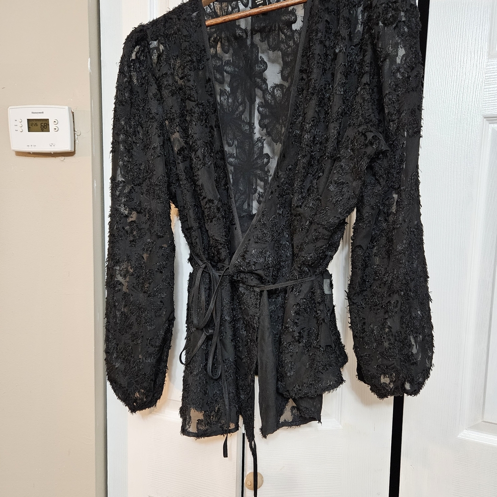 SHEIN Black Lace Cape Jacket